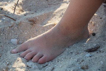 foot on the beach sand