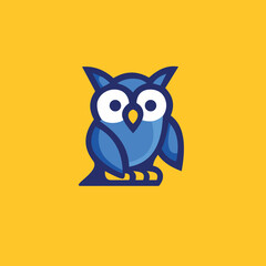 Wise Owl character mascot logo branding, for teaching, learning app or service. Clean vector illustration design.