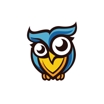 Wise Owl character mascot logo branding, for teaching, learning app or service. Clean vector illustration design.