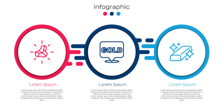 Set Line Gold Nugget, Bars And . Business Infographic Template. Vector