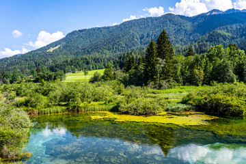 Naklejka na ściany i meble Zelenci - emerald-green lake in the mountains