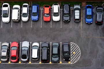 A lot of different cars parked in the parking lot. top view.  © Valerii Dekhtiarenko