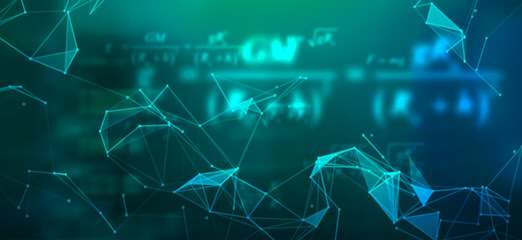 Physics science formula on plexus polygonal background