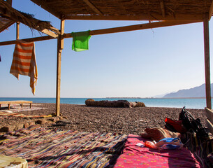Bedouin  tent on the beach shore
