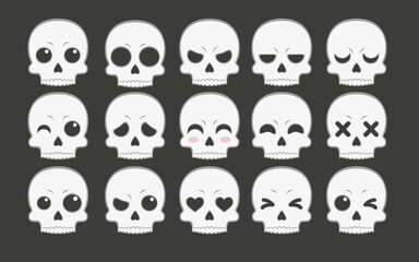 Halloween set skulls stickers gestures