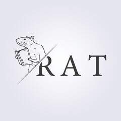 smart mouse or rat lab line logo vector illustration design