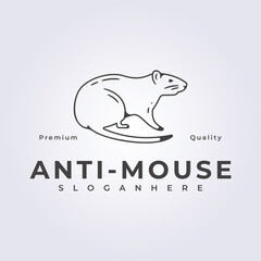 Obraz premium anti-mouse pest control logo vector illustration design line outline style