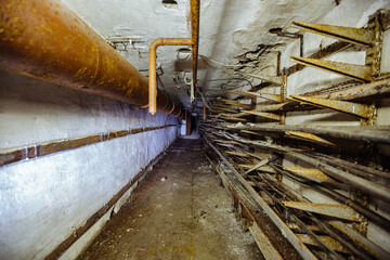 Electrical cables in the underground technical tunnel