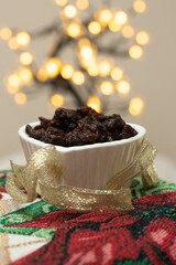 bowl full of raisins - christmas time