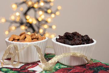 bowl full of raisins and almonds - christmas time