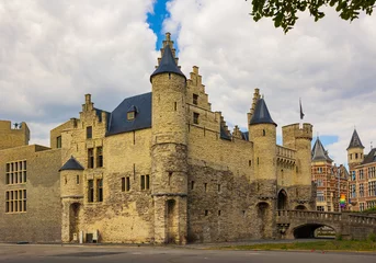Fotobehang Medieval castle Het Steen (1200-1225) in Antwerp, Belgium © JackF
