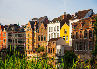Obraz premium Architecture, canal and landmark of Ghent, cityscape, Belgium