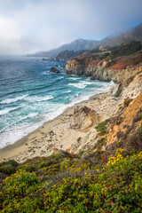 Foggy day on the Big Sur coast, California