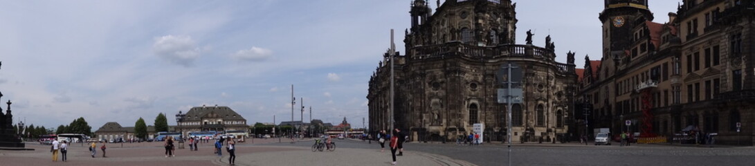 Panoramic view, dresden, germany, people, park and the sky