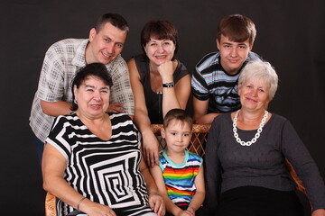 portrait of a happy healthy family.Family portrait of three generations