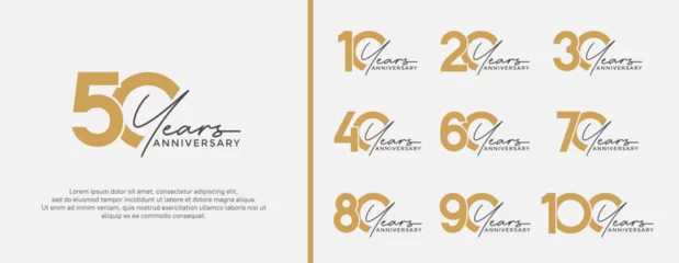 Deurstickers set of anniversary logo gold color on white background for celebration moment © dharmArt