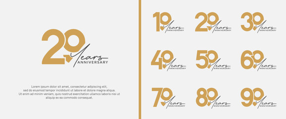 set of anniversary logo gold color on white background for celebration moment