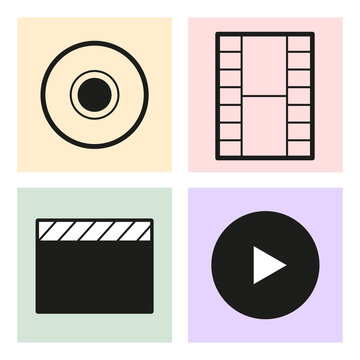 Video frame icon. Movie player icons. Vector illustration. Stock image. E