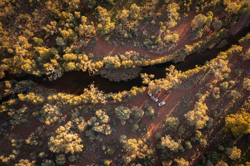 Aerial view camping beside Kolgan Creek
