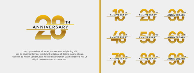 set of anniversary logo golden color on white background for celebration moment