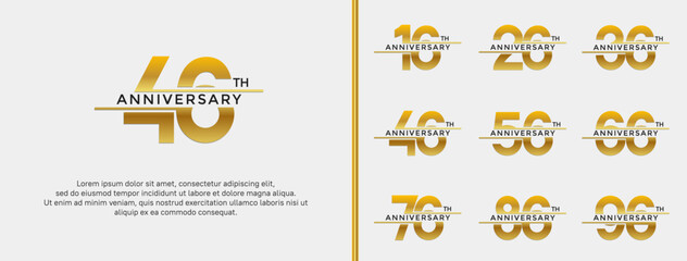 set of anniversary logo golden color on white background for celebration moment