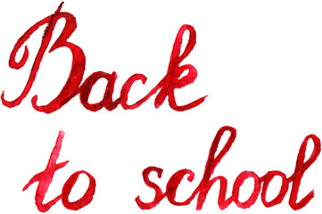 Back to school red lettering typographic word phrase isolated art