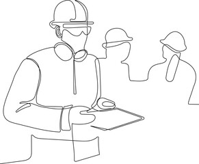 construction manager and engineer working on building site. Vector illustration