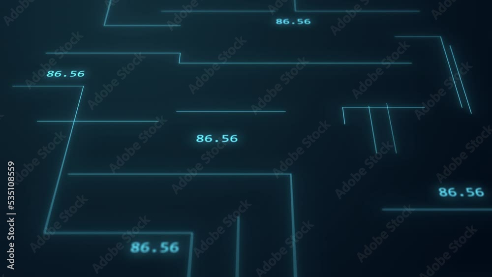 Fototapete Abstract digital dot line particle data background connecting technology concept.Innovative data transmission graphic.