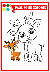 coloring book for kids. cute deer