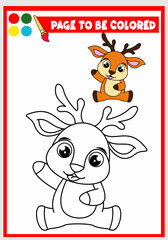 coloring book for kids. cute deer