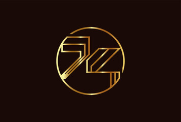 Number 74  logo, Number 74 monogram line style inside circle can be used for birthday and business logo templates, flat design logo, vector illustration