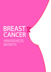 Breast cancer awareness month female breast bust, vector art illustration.