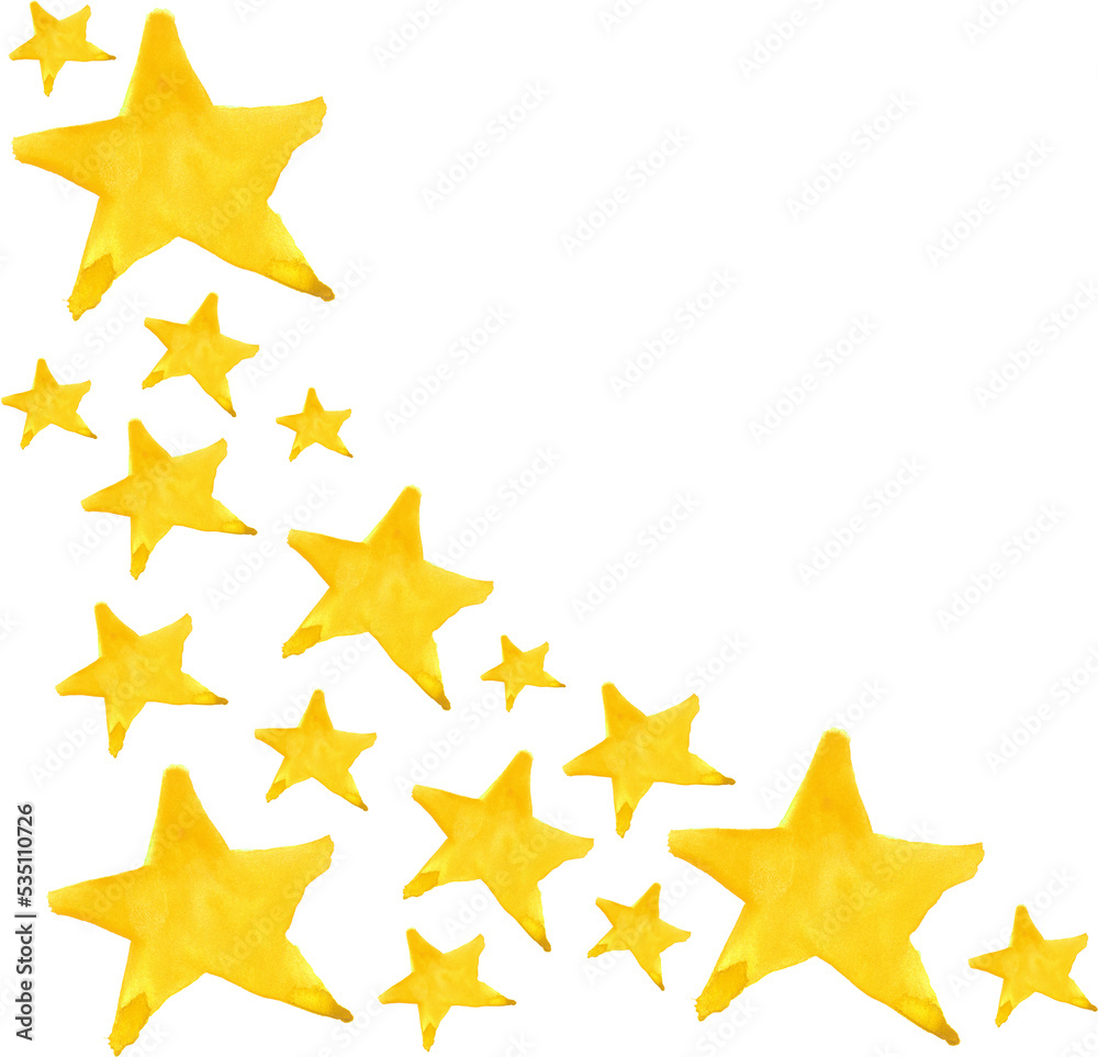 Wall mural watercolor five pointed star symbol frame template background isolated art