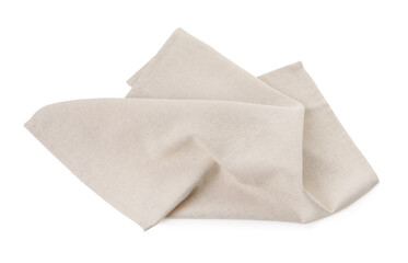 Fototapeta na wymiar Fabric napkin for table setting on white background, top view