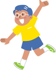 明るく元気なメガネを掛けたアジア人の男の子