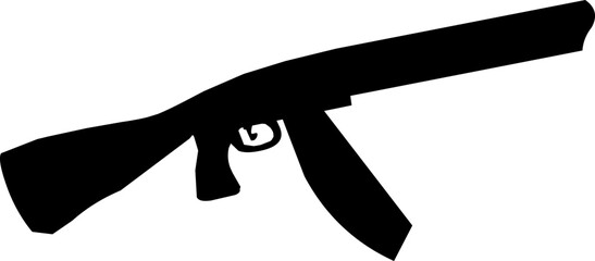 Vector illustration of black silhouette of a rifle or machine gun