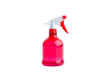 red plastic foggy water spray bottle isolated on transparent background