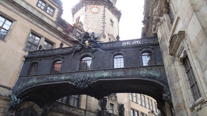 A bridge and a watch in dresden, germany