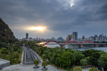 Obraz premium Liuzhou city skyline buildings in Guangxi China
