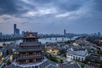 Liuzhou city skyline buildings in Guangxi China