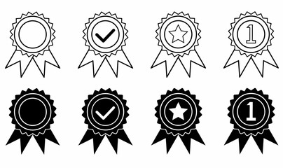 outline silhouette Award icon set design isolated on white background