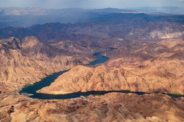 Helicopter journey to West Rim of the Grand Canyon, crossing Lake Mead and Hoover Dam
