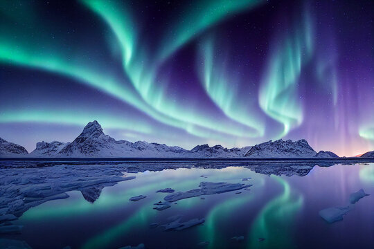 northern lights over the lake