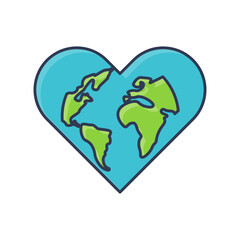 Heart Globe World Humanitarian Day Icon Flat Design