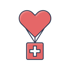 Heart Parachute World Humanitarian Day Icon Flat Design