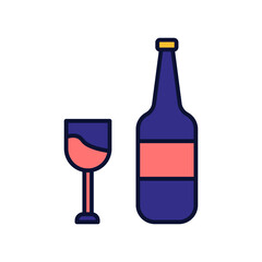 Wine Coctail Element Icon Illustration. Hotel and Travel Icon Set. Hotel and Travel Icon Set for Web Apps, Apartment, Rent, Travel, Isolated Vector