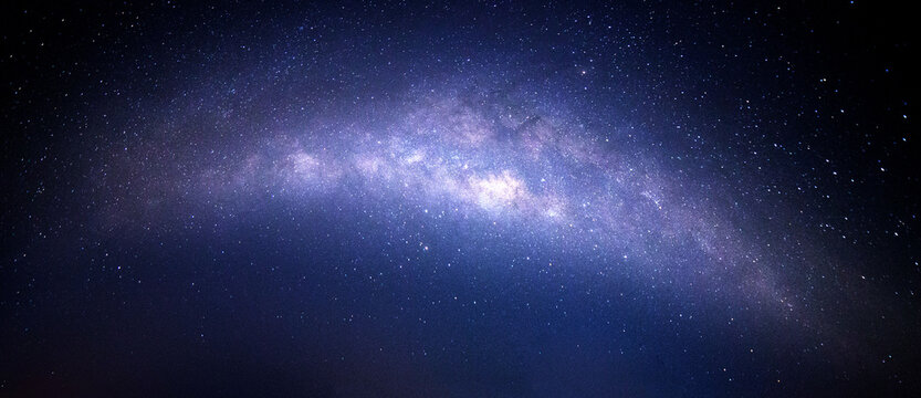 Milky way galaxy with stars and space dust in the universe, Long exposure photograph, with grain. This can be used as a business card background and can be used as an advertising image.