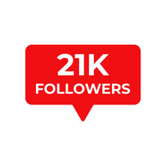 21k followers red vector, icon, stamp,logo,illustration