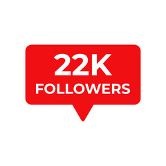 22k followers red vector, icon, stamp,logo,illustration