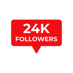 24k followers red vector, icon, stamp,logo,illustration